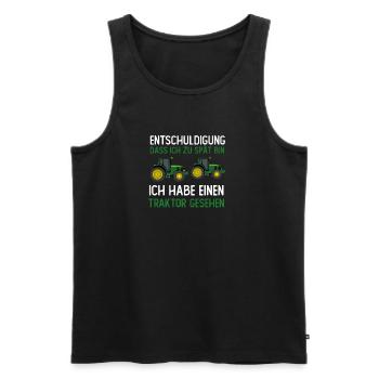 Entschuldigung dass ich zu spät bin ich Traktor - Männer Premium Bio Tank Top - Schwarz - Vorne - Michal (187cm)
