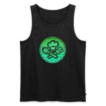 Green symbol in retro style for proud hobby chefs - Men's Premium Organic Tank Top - black - Front - Michal (187cm)