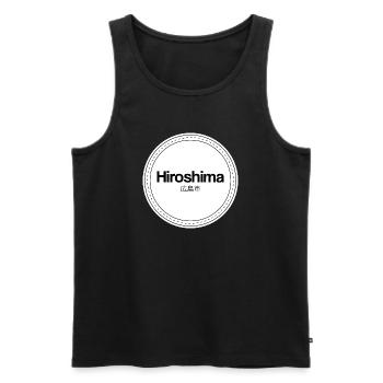 Logo du timbre d’Hiroshima - Débardeur bio Premium Homme - noir - Devant - AI Model Male 178 light (178cm)