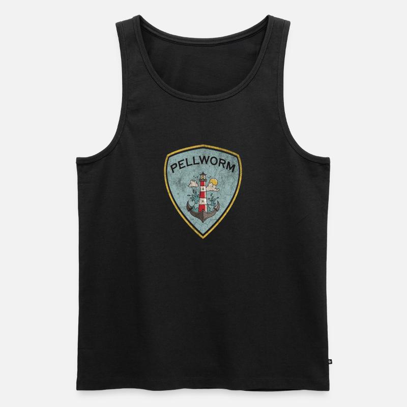 Pellworm Wappen Leuchtturm Design - Männer Premium Bio Tank Top - Schwarz