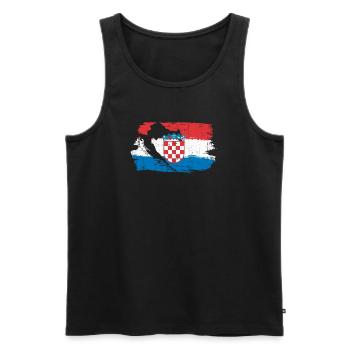 Croatian Crest Brush Flag - Men's Premium Organic Tank Top - black - Front - AI Model Male 178 light (178cm)