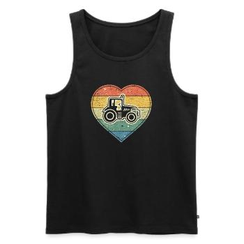 Vintage Herz mit Traktor für Landwirt und Bauer - Männer Premium Bio Tank Top - Schwarz - Vorne - AI Model Male 178 light (178cm)