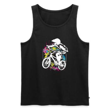Vélo Bmx coloré - Vélo Bmx coloré - Coloré - Débardeur bio Premium Homme - noir - Devant - AI Model Male 178 light (178cm)