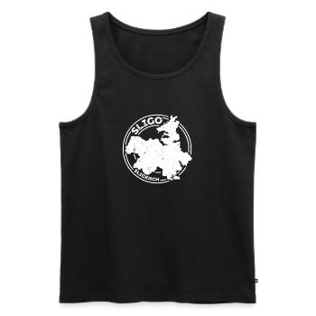 Comté de Sligo Irlande | Timbre de contour de carte - Débardeur bio Premium Homme - noir - Devant - AI Model Male 178 light (178cm)