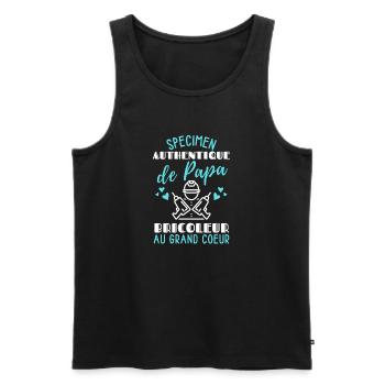 Spécimen Authentique de Papa Bricoleur/Humour papa - Débardeur bio Premium Homme - noir - Devant - Michal (187cm)