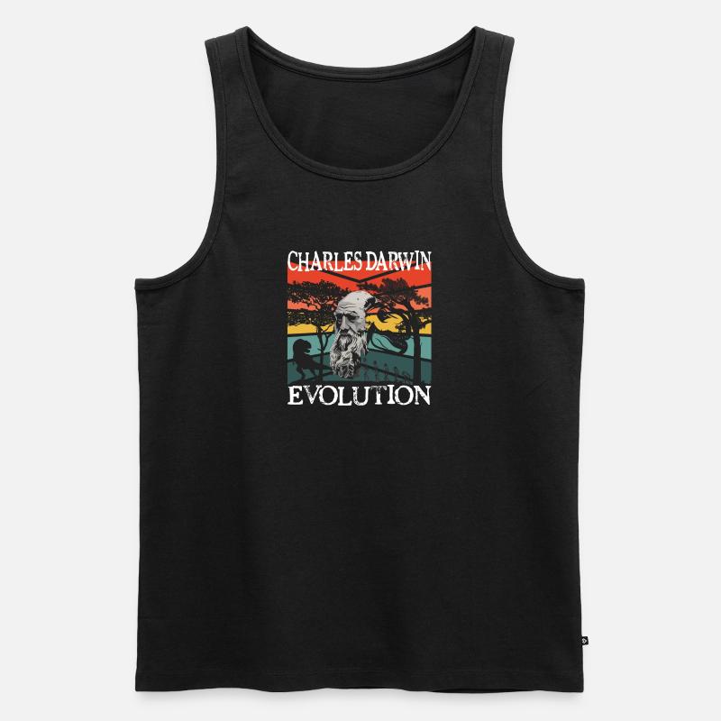 Charles Darwin Evolution textile Geschenkidee - Männer Premium Bio Tank Top - Schwarz