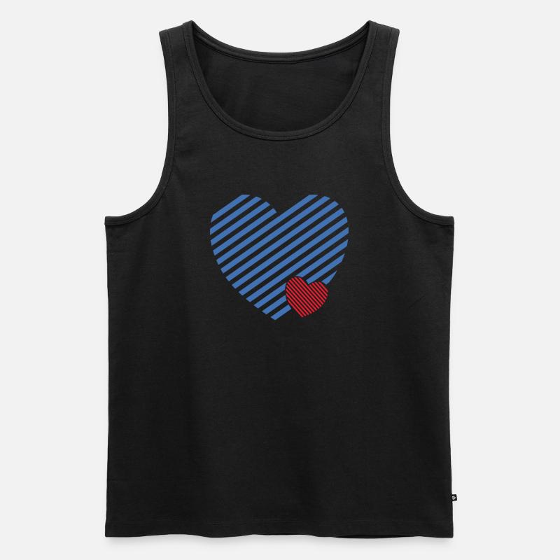 Doppel Herz - Design textile Geschenkidee - Männer Premium Bio Tank Top - Schwarz