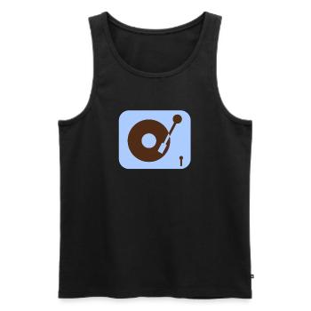 Retro T-Shirt Vinyl - Plattenspieler - Männer Premium Bio Tank Top - Schwarz - Vorne - Michal (187cm)