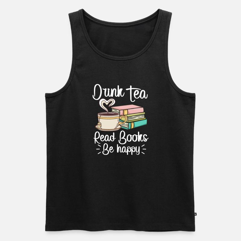 Buch Tee Bücher und Tee - Männer Premium Bio Tank Top - Schwarz