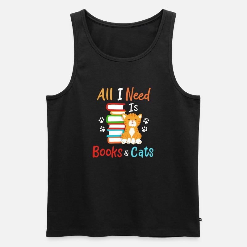Buch Katze Bücher und Katzen - Männer Premium Bio Tank Top - Schwarz