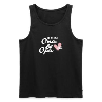 Schwangerschaft verkünden - Oma und Opa 2023 - Männer Premium Bio Tank Top - Schwarz - Vorne - Michal (187cm)