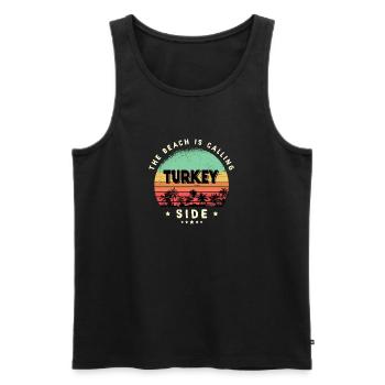 Side Türkei Beach Design - Männer Premium Bio Tank Top - Schwarz - Vorne - Michal (187cm)
