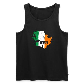 | du comté de Mayo Ireland Contour de la carte du drapeau - Débardeur bio Premium Homme - noir - Devant - AI Model Male 178 light (178cm)