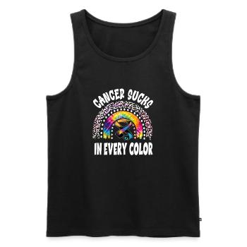 Le cancer aspire toutes les couleurs Rainbow Checkered - Débardeur bio Premium Homme - noir - Devant - AI Model Male 178 light (178cm)
