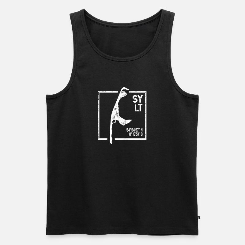 Sylt | Insel-Silhouette Stempel-Design - Männer Premium Bio Tank Top - Schwarz