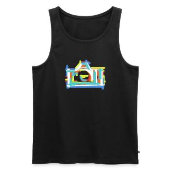 Peinture d’art abstrait vintage colorée créative - Débardeur bio Premium Homme - noir - Devant - AI Model Male 178 light (178cm)