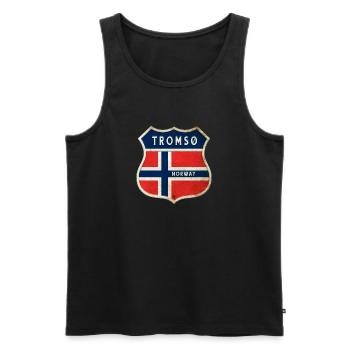 Tromsø Norwegen Wappen Flaggen Design - Männer Premium Bio Tank Top - Schwarz - Vorne - AI Model Male 178 light (178cm)