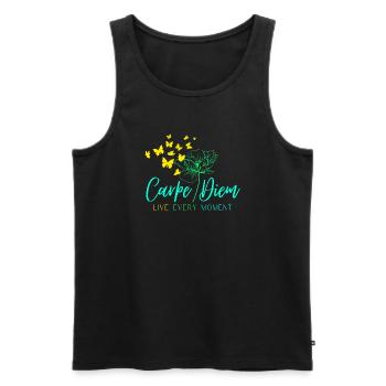 Carpe Diem VIVEZ CHAQUE INSTANT - Débardeur bio Premium Homme - noir - Devant - Michal (187cm)