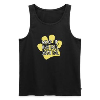 Wake Up Hug Dog Great Day - funny dog saying - Men's Premium Organic Tank Top - black - Front - Michal (187cm)