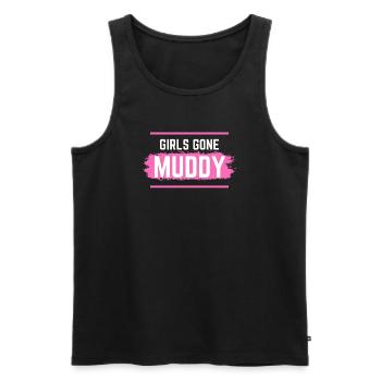 Muddy run shirt mud Matsch Lauf girl Team obstacle - Männer Premium Bio Tank Top - Schwarz - Vorne - AI Model Male 178 light (178cm)