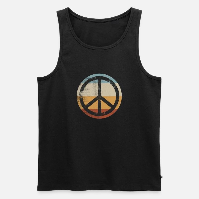 Retro Design Friedenszeichen Peace Zeichen - Männer Premium Bio Tank Top - Schwarz