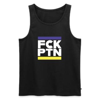 FCK PTN Frieden für Ukraine & Europa - Männer Premium Bio Tank Top - Schwarz - Vorne - AI Model Male 178 light (178cm)