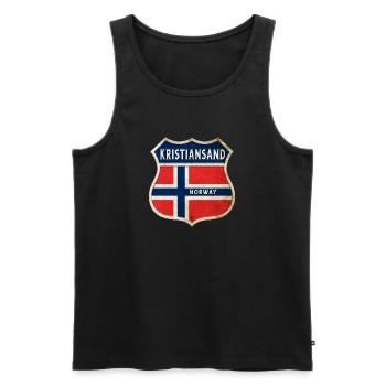 Kristiansand Norvège Armoiries Drapeaux Design - Débardeur bio Premium Homme - noir - Devant - Michal (187cm)