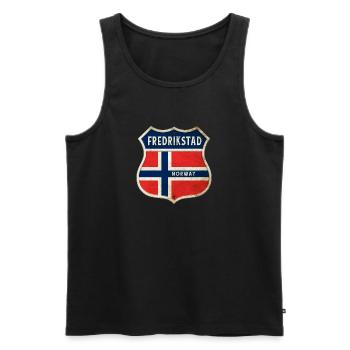 Fredrikstad Norwegen Wappen Flaggen Design - Männer Premium Bio Tank Top - Schwarz - Vorne - AI Model Male 178 light (178cm)