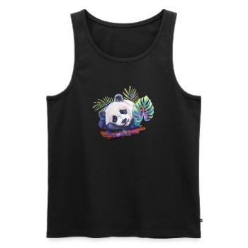 Panda - Männer Premium Bio Tank Top - Schwarz - Vorne - AI Model Male 178 light (178cm)