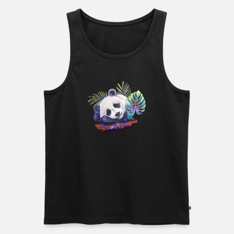 Panda - Männer Premium Bio Tank Top - Schwarz