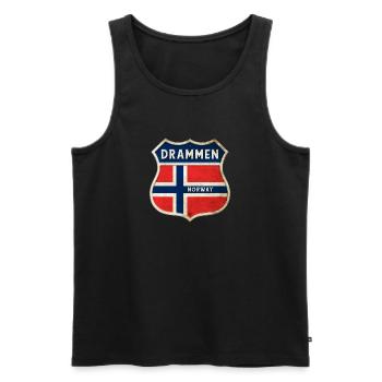 Drammen Norwegen Wappen Flaggen Design - Männer Premium Bio Tank Top - Schwarz - Vorne - AI Model Male 178 light (178cm)