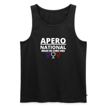 apéro, apéro national, picole nationale - Débardeur bio Premium Homme - noir - Devant - AI Model Male 178 light (178cm)