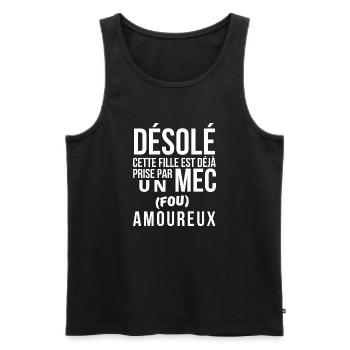 amoureux, amoureuse, fou amoureux - Débardeur bio Premium Homme - noir - Devant - Michal (187cm)