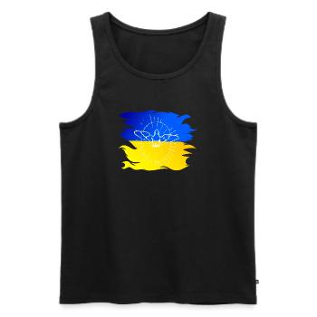 Ukraine Flagge mit Friedenstaube - Männer Premium Bio Tank Top - Schwarz - Vorne - AI Model Male 178 light (178cm)