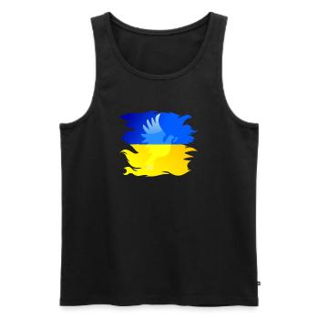 Ukraine Flagge mit Friedenstaube - Männer Premium Bio Tank Top - Schwarz - Vorne - AI Model Male 178 light (178cm)