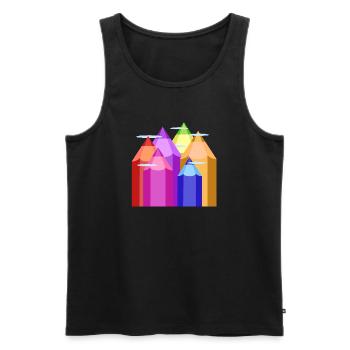 Peaks of Color - Männer Premium Bio Tank Top - Schwarz - Vorne - Michal (187cm)