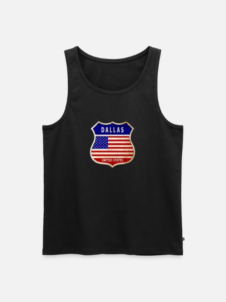 Dallas ÉTATS-UNIS Armoiries Drapeaux - Débardeur bio Premium Homme - noir