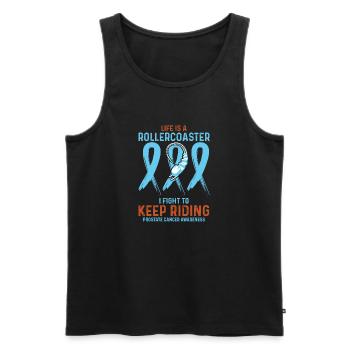 Prostate Cancer Awareness Light Blue Rollercoaster - Men's Premium Organic Tank Top - black - Front - Michal (187cm)