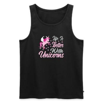 Leben ist besser mit Einhörnern - Männer Premium Bio Tank Top - Schwarz - Vorne - Michal (187cm)