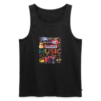 Music Instrument Collage Art - Men's Premium Organic Tank Top - black - Front - AI Model Male 178 light (178cm)
