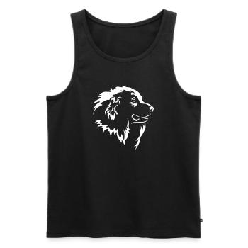 Pyrenean Mountain Dog Head "Black Edition" - Men's Premium Organic Tank Top - black - Front - AI Model Male 178 light (178cm)