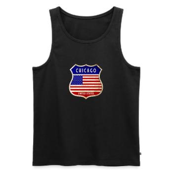 Chicago USA États-Unis Armoiries Drapeaux - Débardeur bio Premium Homme - noir - Devant - Michal (187cm)
