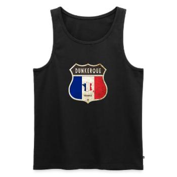 Dunkerque France Coat of Arms Flags Design - Men's Premium Organic Tank Top - black - Front - AI Model Male 178 light (178cm)