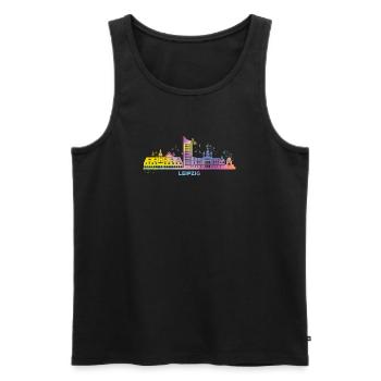 Leipzig Skyline Coloré Leipzig Uniriese - Débardeur bio Premium Homme - noir - Devant - AI Model Male 178 light (178cm)
