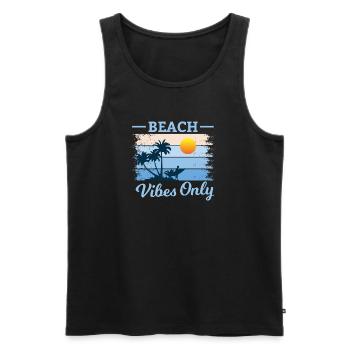 Beach Palm Tree Sunset Design - Men's Premium Organic Tank Top - black - Front - Michal (187cm)