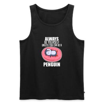 Pinguin Pinguine - Männer Premium Bio Tank Top - Schwarz - Vorne - Michal (187cm)