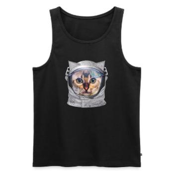 Un astronaute chat dans l’espace pour les amoureux des chats - Débardeur bio Premium Homme - noir - Devant - Michal (187cm)
