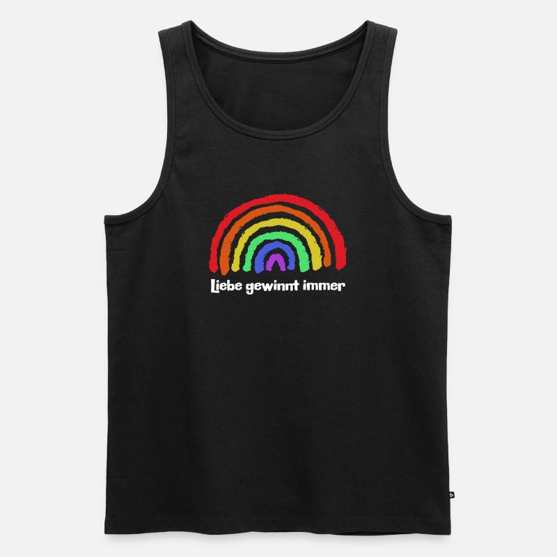 Regenbogen Frieden Freiheit Liebe Statement - Männer Premium Bio Tank Top - Schwarz