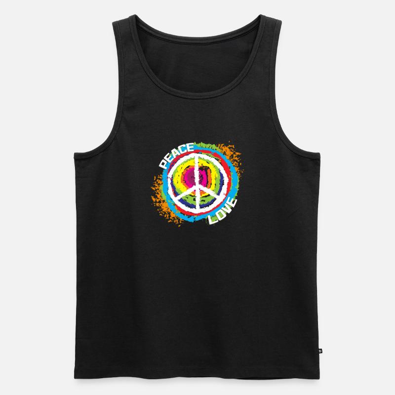 Liebe Frieden Spruch Friedenszeichen Weltfrieden - Männer Premium Bio Tank Top - Schwarz
