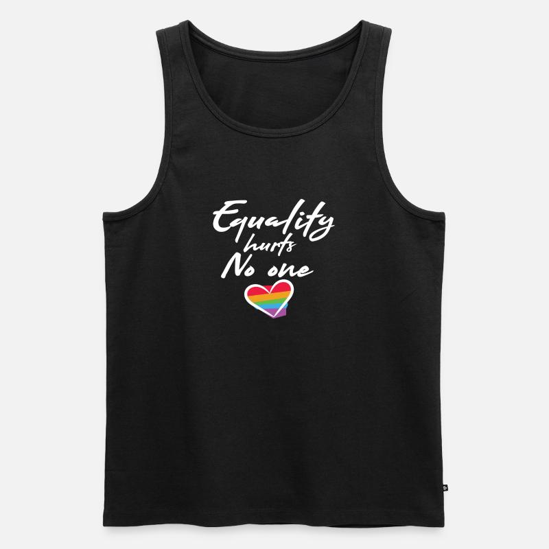 Regenbogen Herz Statement Liebe Frieden - Männer Premium Bio Tank Top - Schwarz